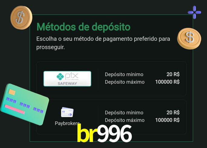 O cassino br996 oferece uma grande variedade de métodos de pagamento